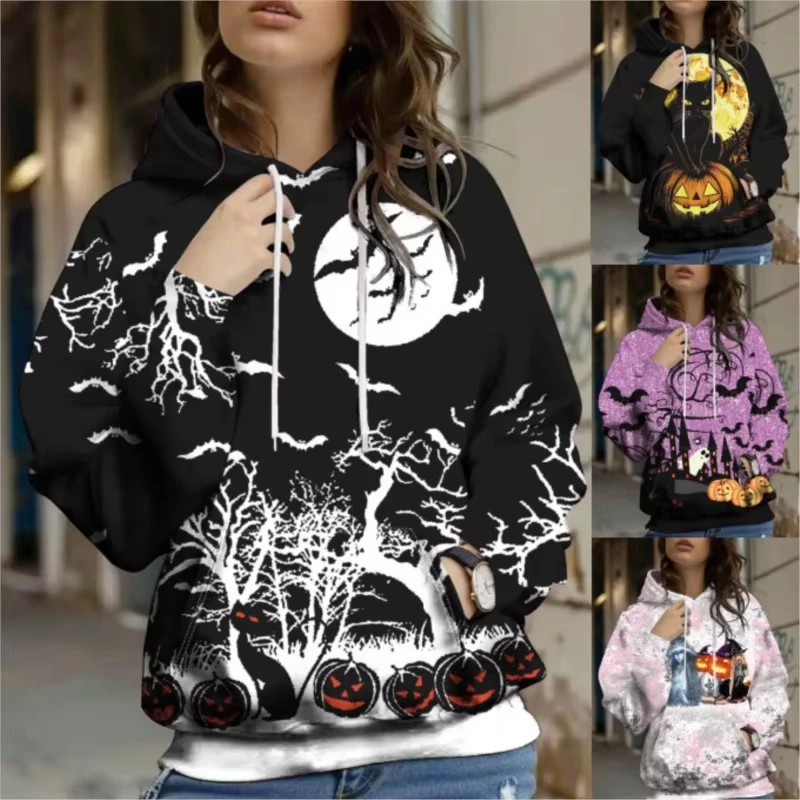 

3D Print PumpkinGraphic Men's Halloween Hoodies Gothic Horror Pattern Long Sleeve Hooded Clothes Fashion Creative Design Pullove