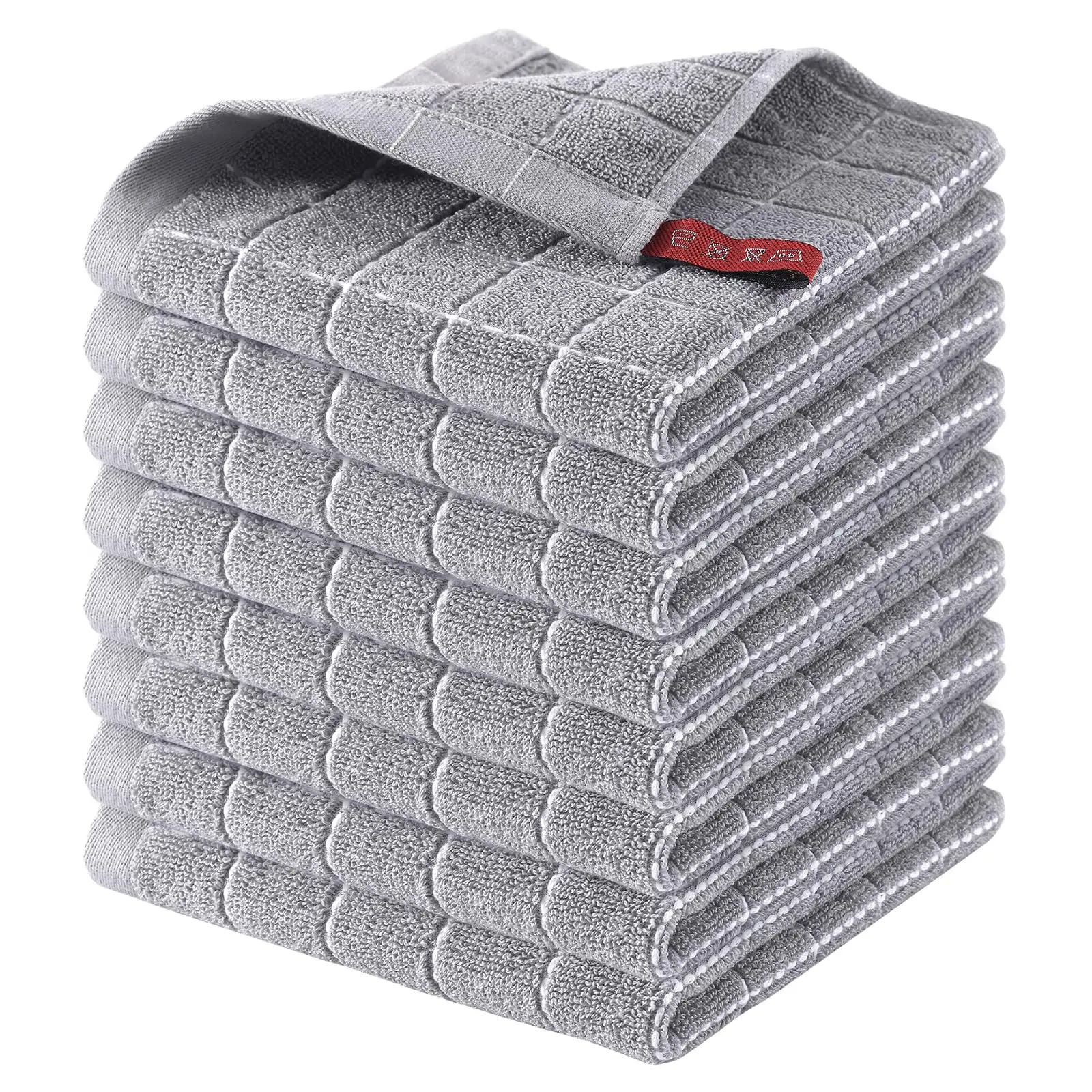 Homaxy Home Cotton Terry Kitchen Towels 100% Cotton Kitchen Towels Checkered Designed Super Soft Absorbent Dish Towels 8 Pack