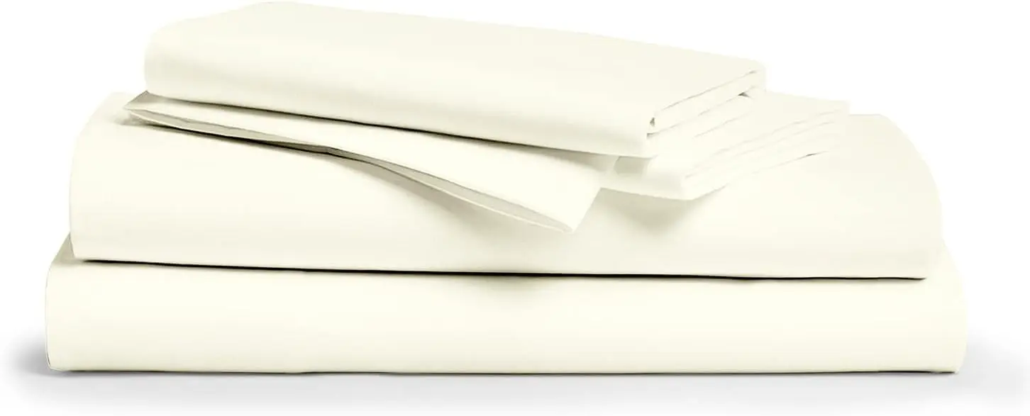 Egyptian Cotton Split King Sheet Set - 800 Thread Count 5 PC Ivory Sheets for Adjustable Bed, Extra Long Staple Cooling Sheets,