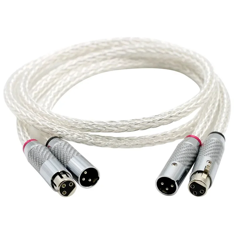 

OCC Silver Plating XLR Cable 3pin Carbon Fiber Rhodium Plated XLR Plug HiFi Audio Amplifier Balanced Cables