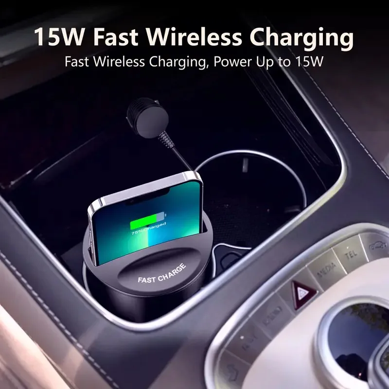3in1 fast charging car charger 120w retractable cable and 2 USB ports