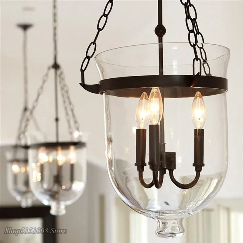 Imagem -03 - American Country Glass Bucket Pendant Light Retro Sala de Jantar Foyer Black Rust Color Decor Lâmpada Pingente Led E14 Luminária