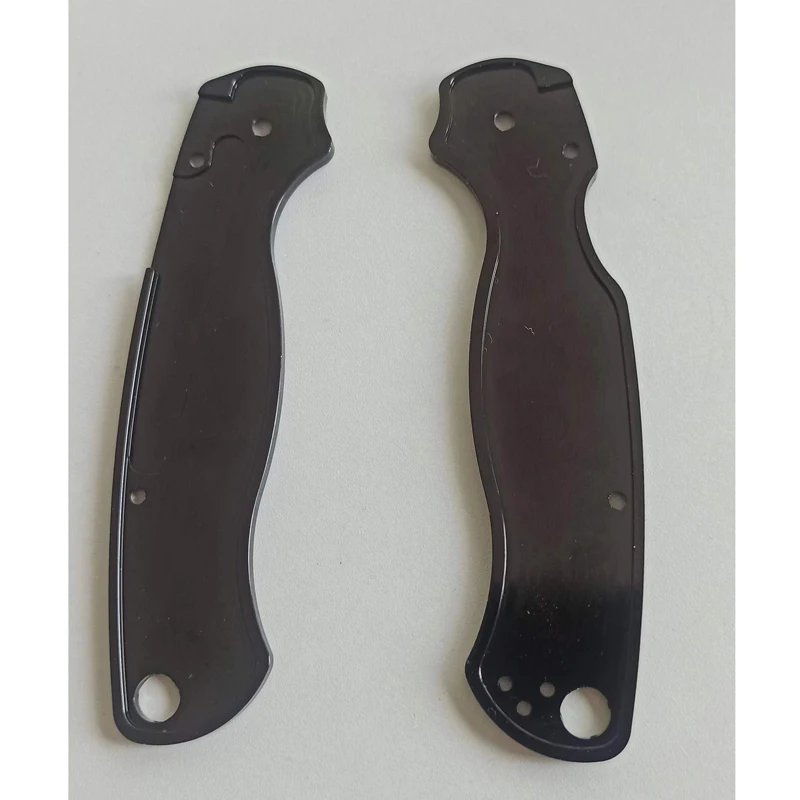 Imagem -03 - Padrão Quadriculado Alumínio Liga Material Handle Escalas Brilhantes para Spyderco C81 para Facas Dobráveis Preto Par