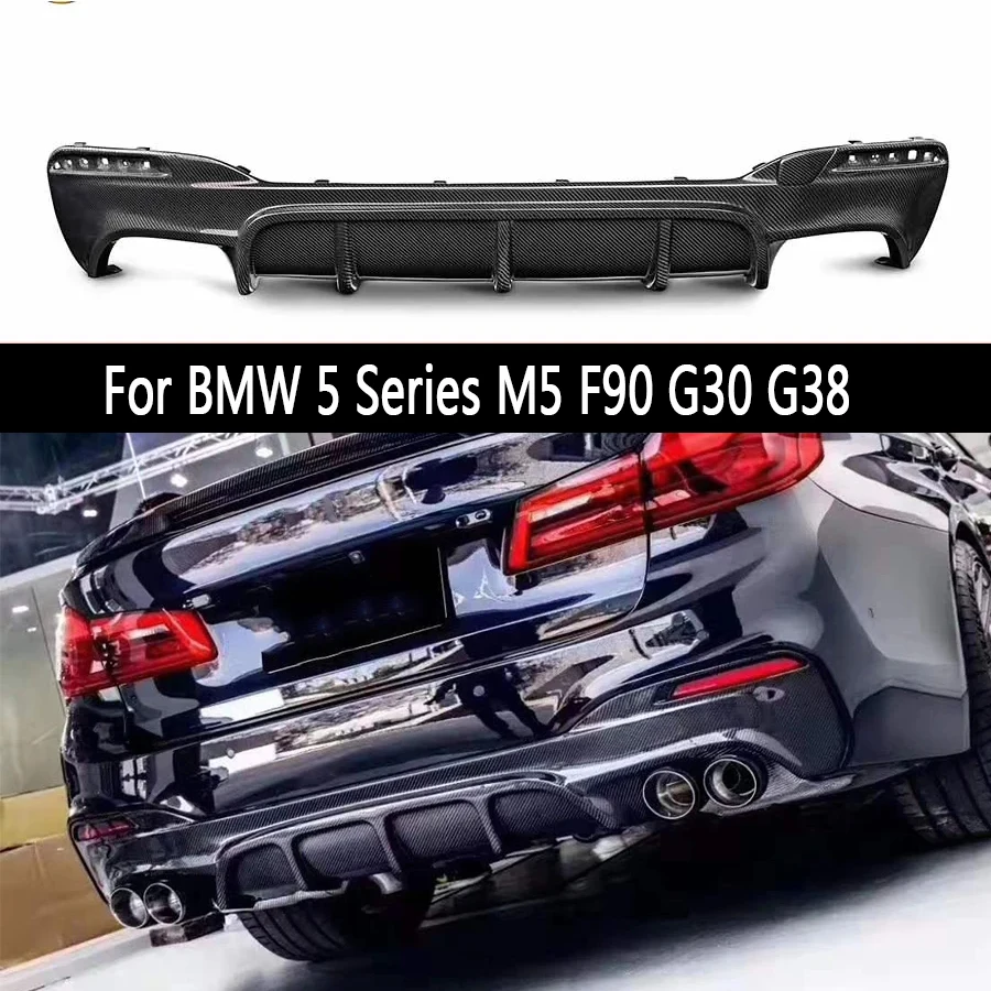 For BMW 5 Series M5 F90 G30 G38 540i 530 Carbon Fiber Car Rear Bumper Diffuser Rear Splitters Spoiler Back lip FD Style Body Kit