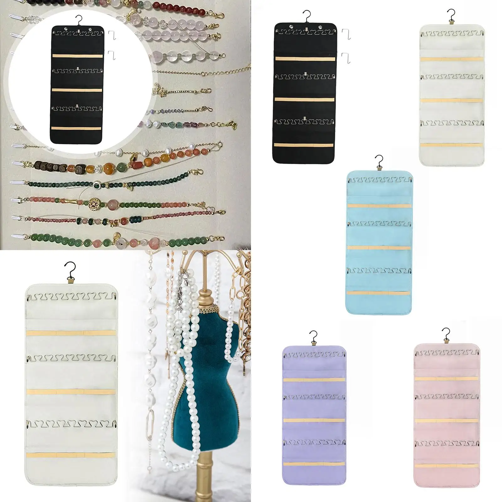 

Двусторонняя подставка для украшений с крючками, настенная складная вешалка для колец и браслетов