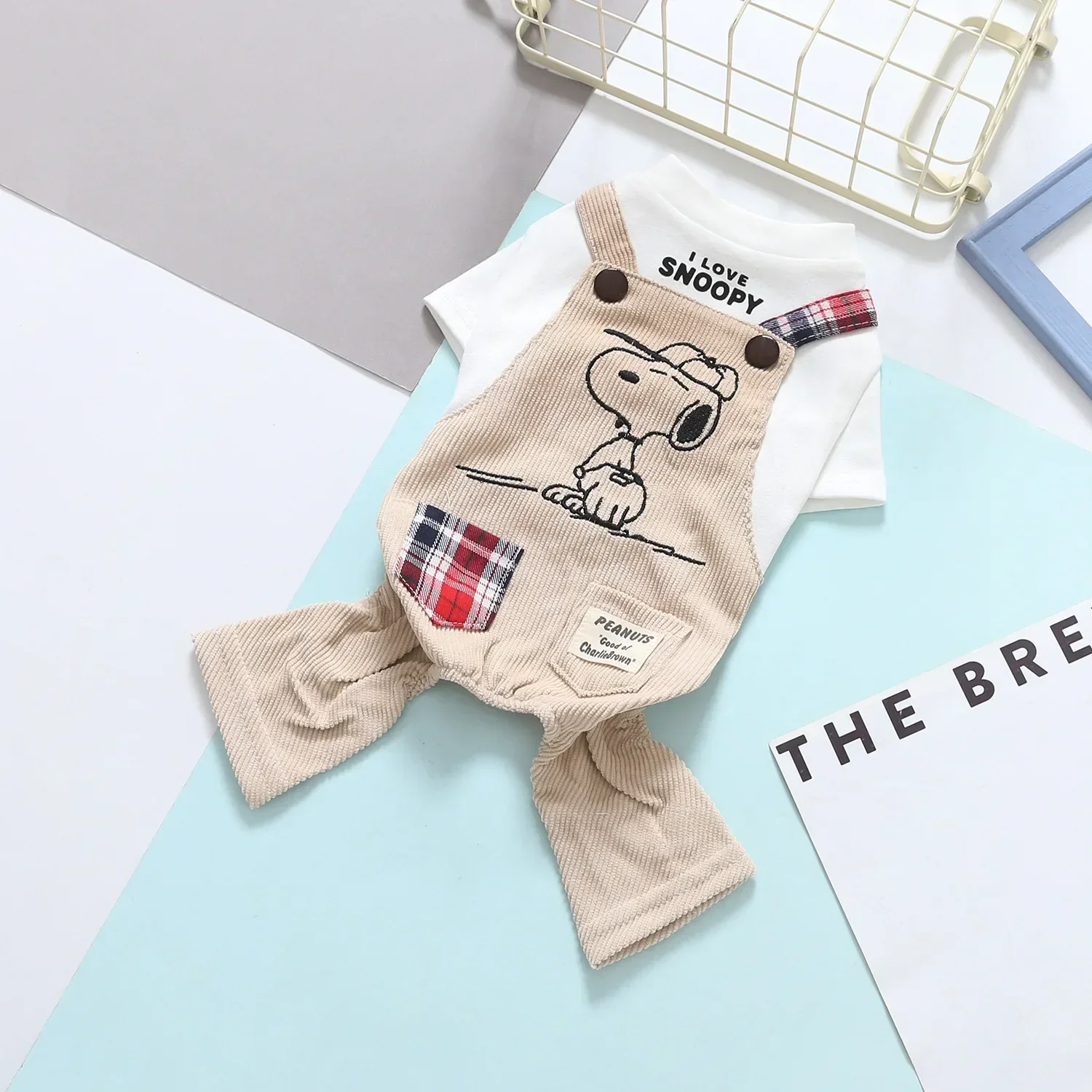 Snoopy Spring/Summer 2023 New Pet Clothes T-Shirts Pet Clothes Dog Clothes Dog Pants Corduroy Pants Suspenders