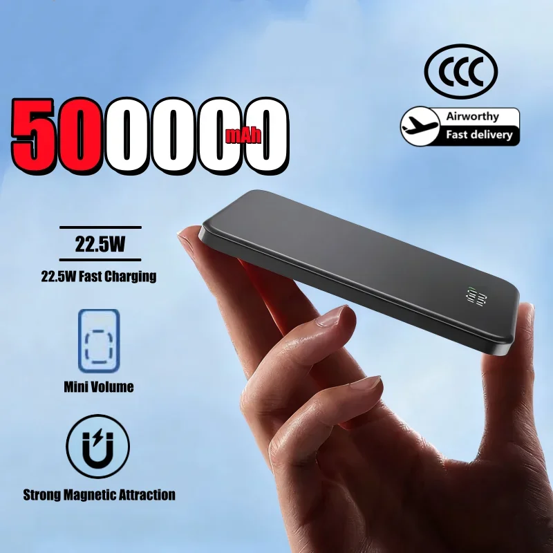 500000mAh Magnetic Powenr Bank Ultra-thin Super Fast Charging Powerbank Portable External Battery For iPhone Huawei Samsung