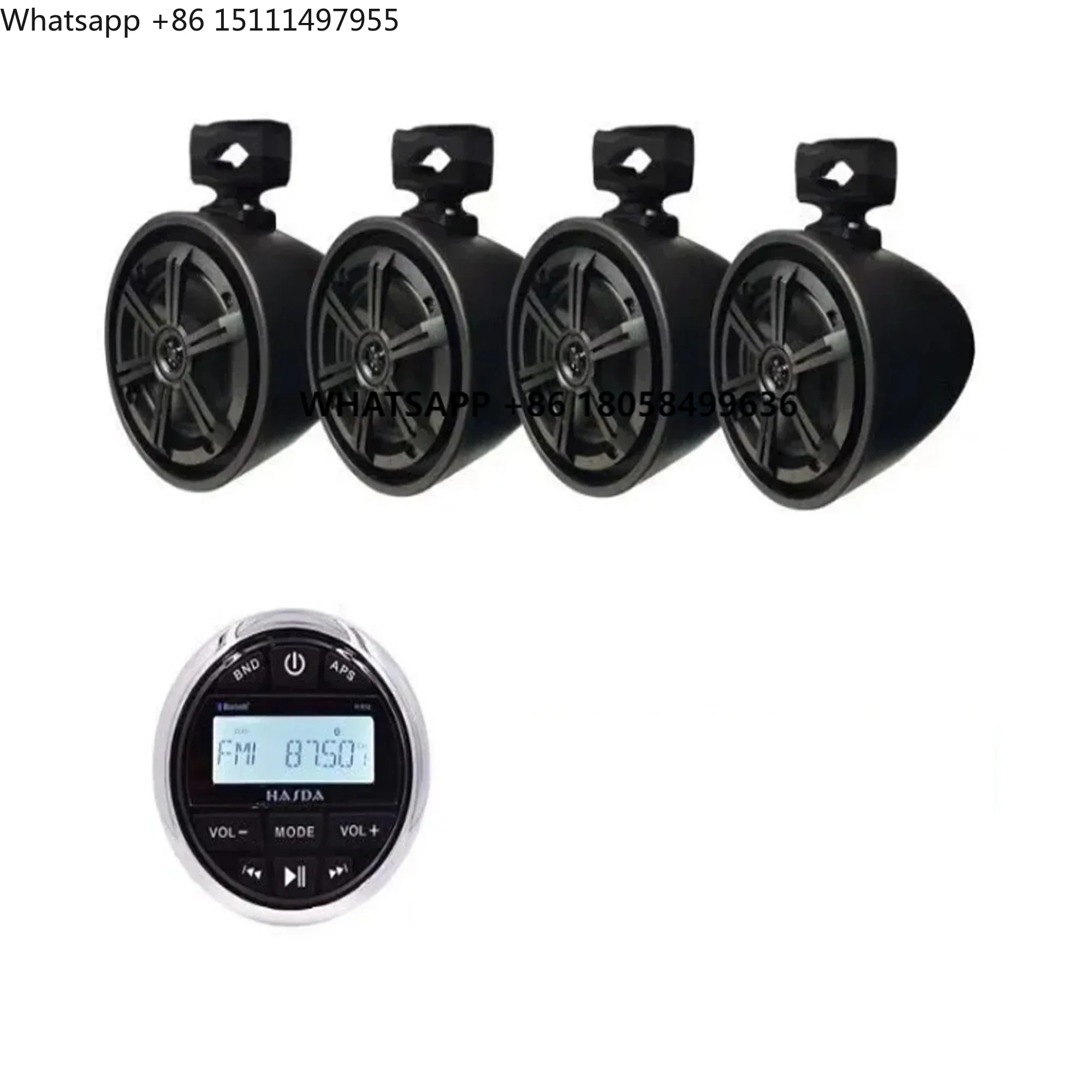 Boat ATV UTV Accessory H-832 +LED Light H-6108  6.5'' Waterproof Tower Black  IP66 Marine Wakeboard Speakers