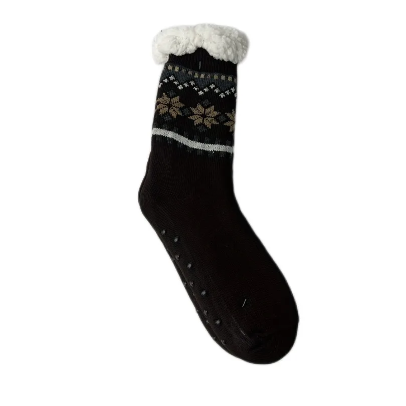 Winter Socks Mens Thermal Warm Short Plus Velvet Soft Non Slip Floor Fuzzy Fluffy Sock Male Leaf 2023 New In Gift Christmas