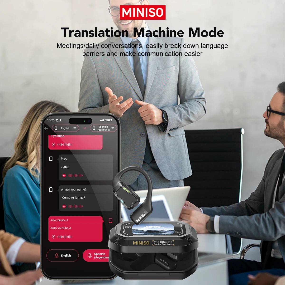 مترجم سماعة MINISO M98 AI سماعات لاسلكية مكتب الدردشة سماعة ASMR سماعة لتقوم بها بنفسك APP AI سماعات لاسلكية مع هيئة التصنيع العسكري