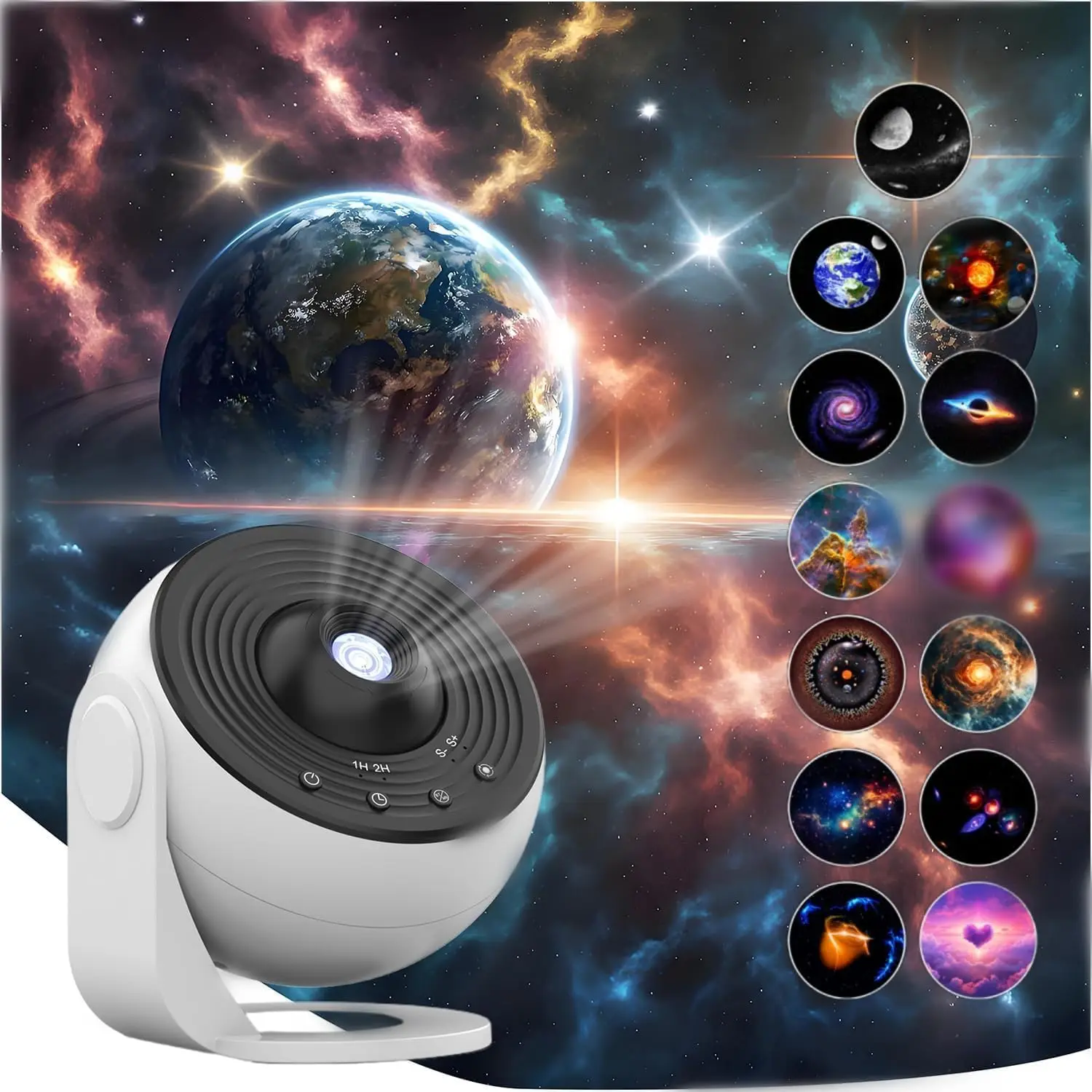 Mejora el proyector Galaxy Pro, Lomoo 13 en 1 HD Planetario Star The Milky Way Projector para dormitorio, luz de estrella giratoria 360 con ingenio
