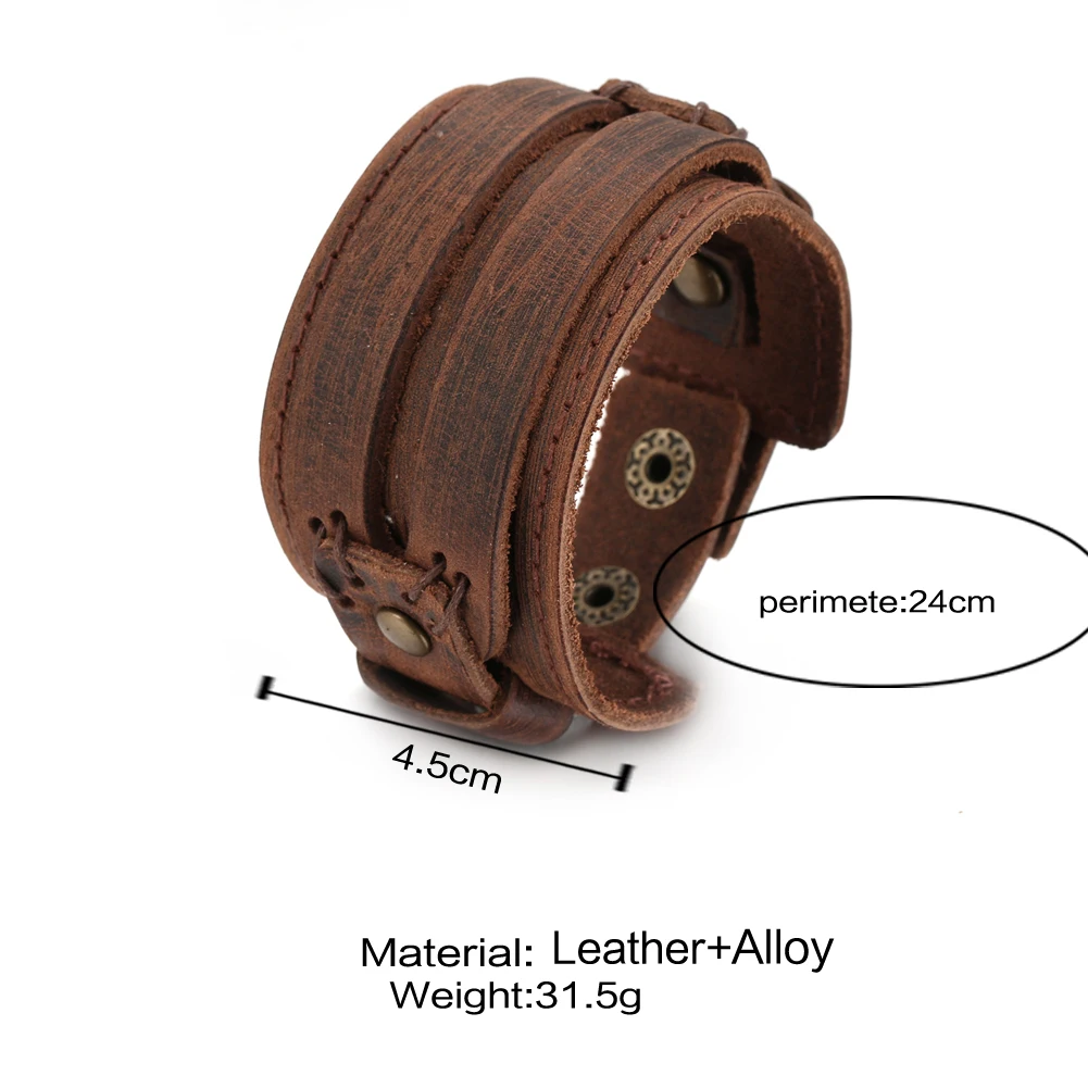 Classic Men\'s Leather Bracelet Multi-style Handmade Weave Wide Bracelets Vintage Brown  Man Jewelry Wholesale Dropshipping