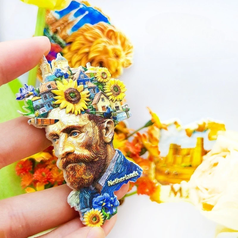 Van Gogh Sunflower Fridge Magnet - Iconic 3D Post-Impressionist Souvenir Unique Dutch Art Gift for Travel & Gallery Home Decor
