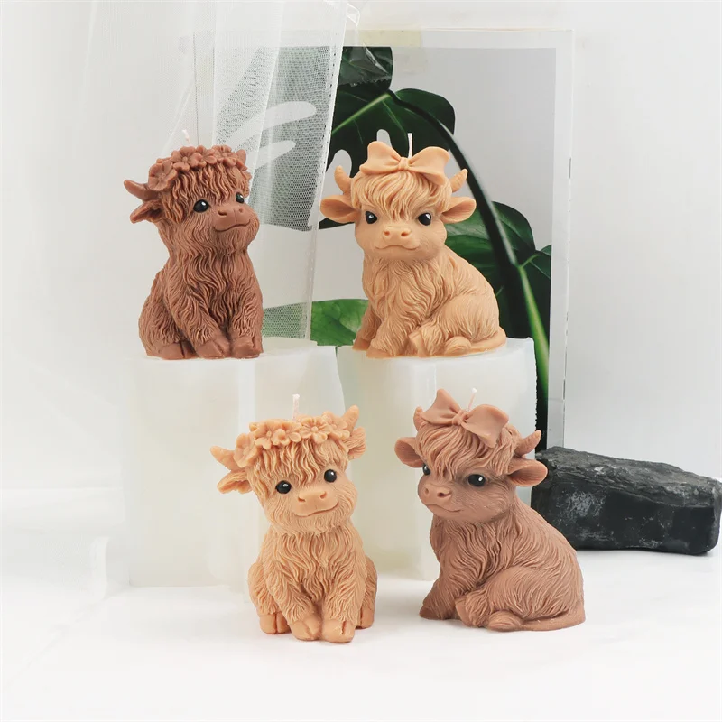 

3D сидящая корова силиконовая форма для свечей DIY цветок повязка на голову дизайн бабочки ароматерапевтические свечи гипсовый домашний декор подарок