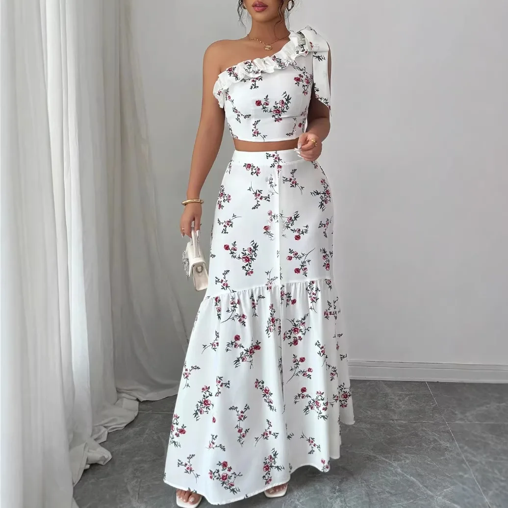 Printed Elegant Fashionable And Cable Top + Skirt Two-piece Set Birthday Dress Boho Vestidos Clothing Party - view 4