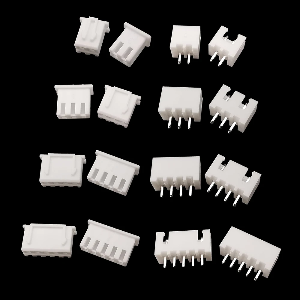 100Pairs(200Pcs) JST XH 2.54mm 2/3/4/5/6/7/8/9/10 Pin Male Plug + Female Socket Housing JST Wire Connectors Adaptor XH 2.54 2p