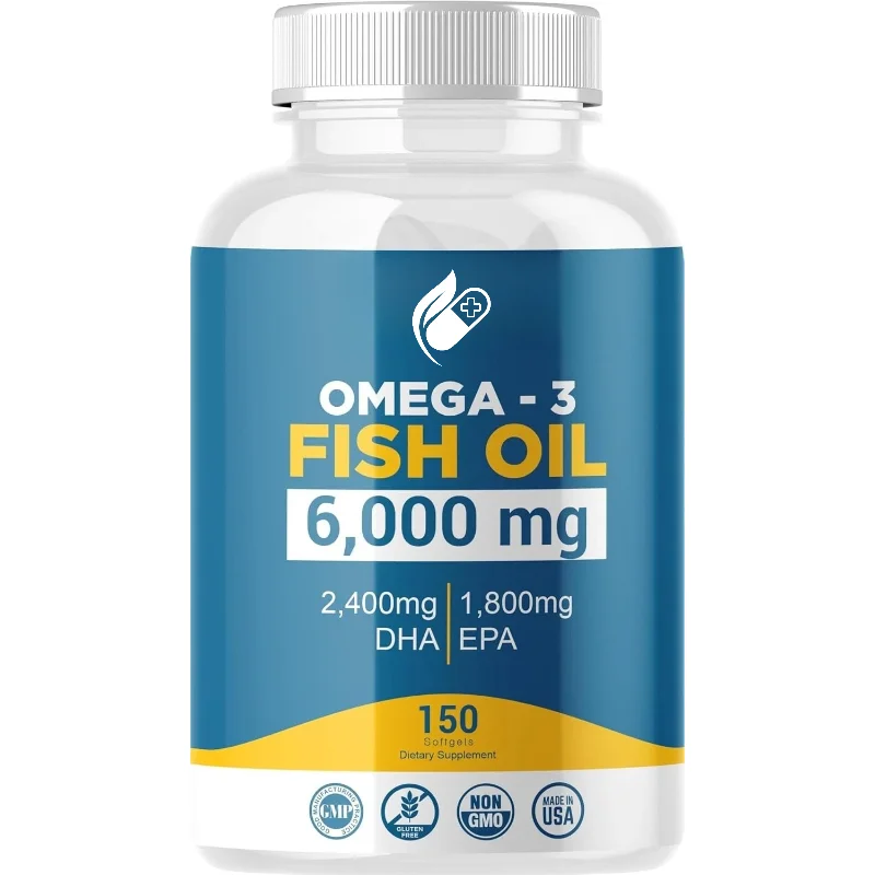 Best Seller Omega-3 Fish Oil 6000mg 150ct - High DHA 2400mg EPA 1800mg for Heart Brain Joint Support, Fast Ship