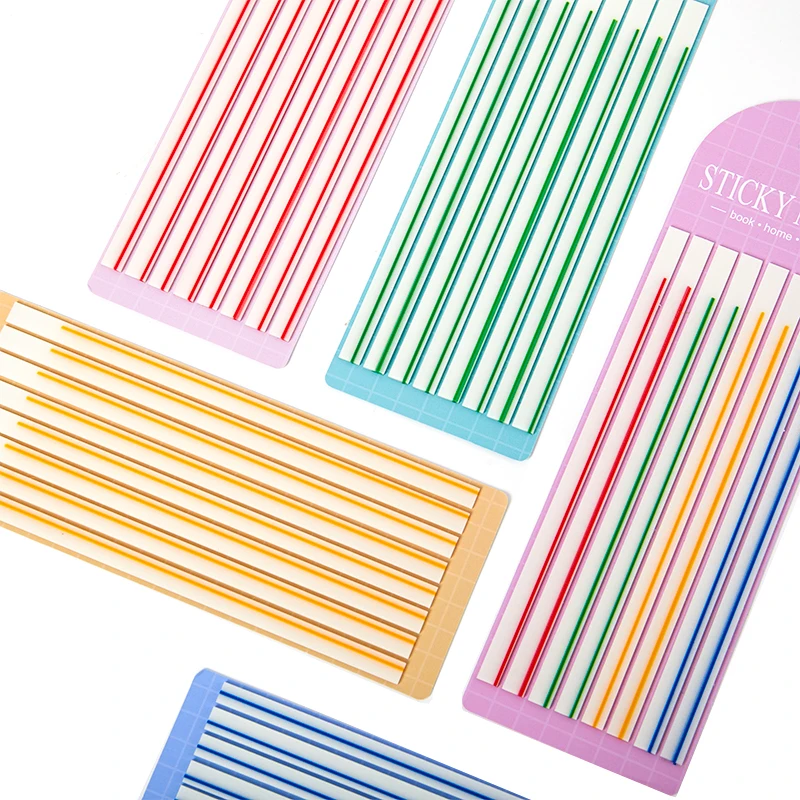 60Pcs Macaroon Color Horizontal Line Stickers Transparent Fluorescent  Tabs Flags Sticky Note Stationery Children Gifts Sch