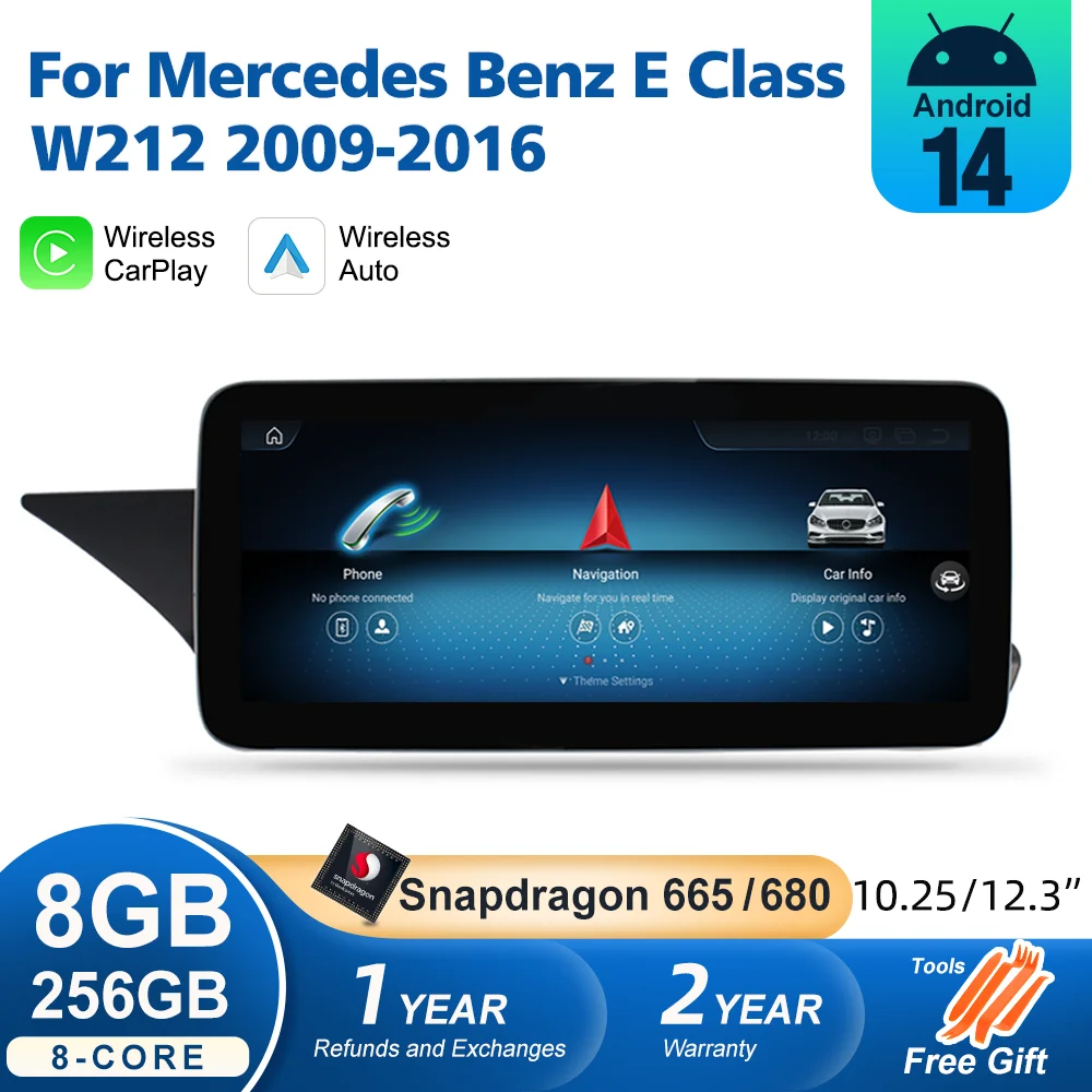 Android Auto Radio Carplay For Mercedes Benz E Class W212 2009-2016 GPS Multimedia Central Intelligent System Screen Navi
