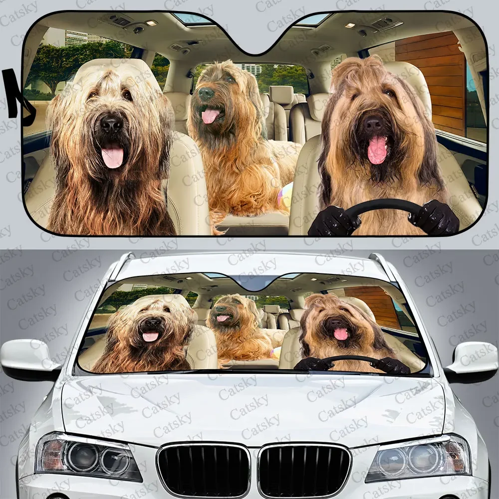 Briard Car Sunshade,Car Decoration Dogs Lovers Gift,Windscreen Sunshield for Car Window Sunshade Cover Foldable Uv Ray Reflector