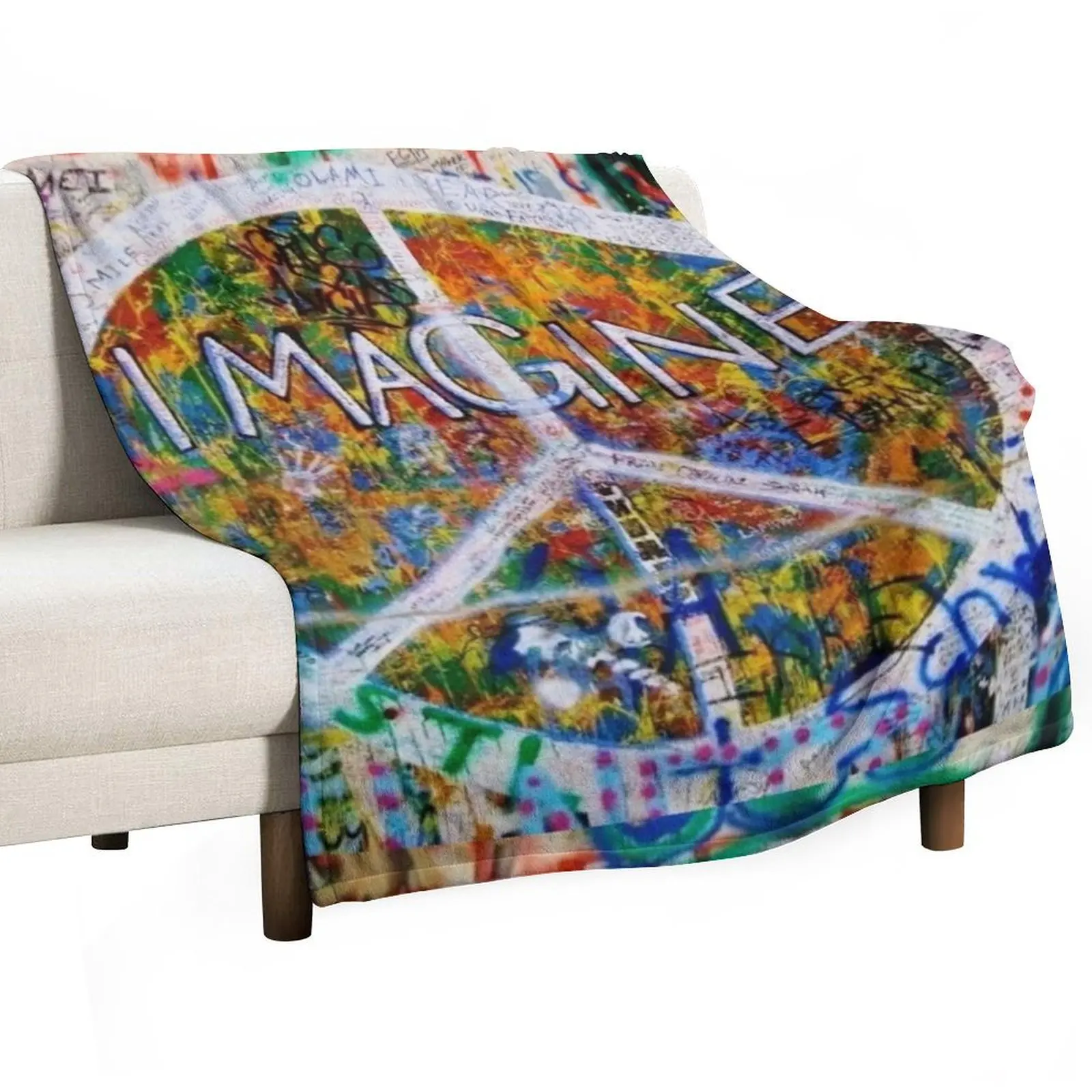 

Imagine Peace,the famous John Lennon Wall Throw Blanket Furry Plush Flannel Fabric christmas gifts Blankets