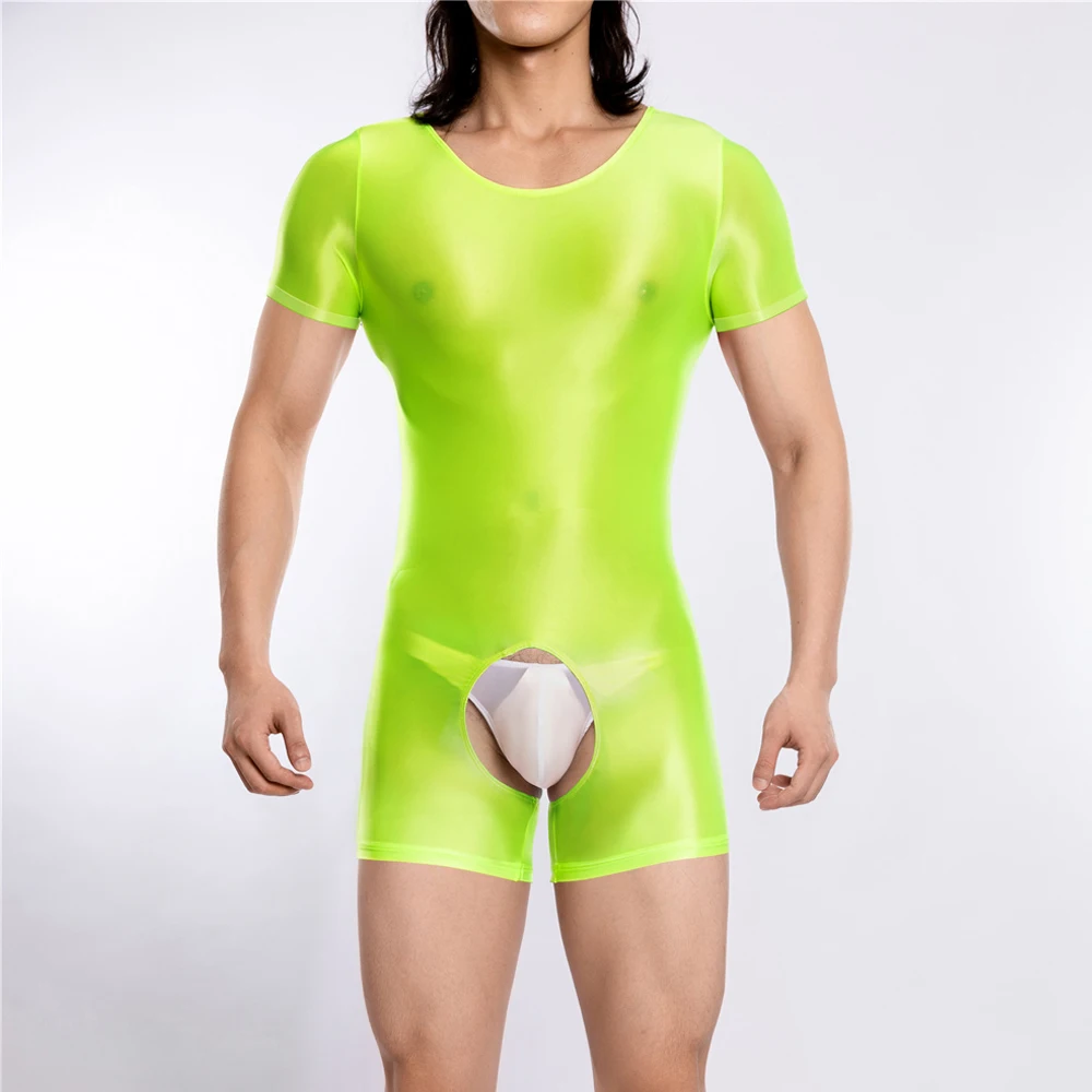 الرجال لون الحلوى ارتداءها السلس لامعة لامعة تي شيرت مثير اليوغا يوتار مرونة تشكيل الجوارب العلوية مقاومة للبقع النفط