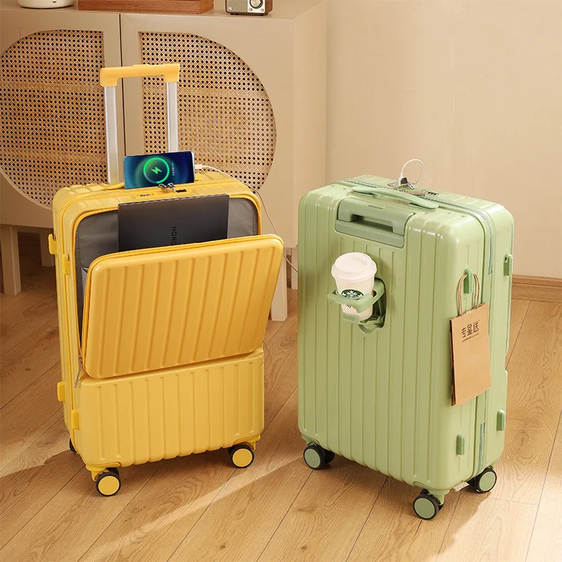 

Travel Suitcase on Wheels Multi-function Front Opening Rolling Luggage Case combination lock Lightweight Luggage travel bags