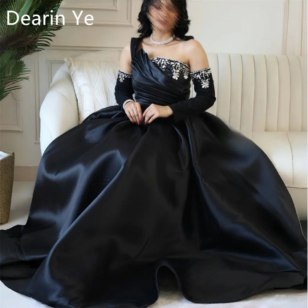 Customized Formal Dress Dearin One Shoulder A-line Floor Length Skirts Draped Fold Shirred Beading Bespoke Occasion Dresses Saud