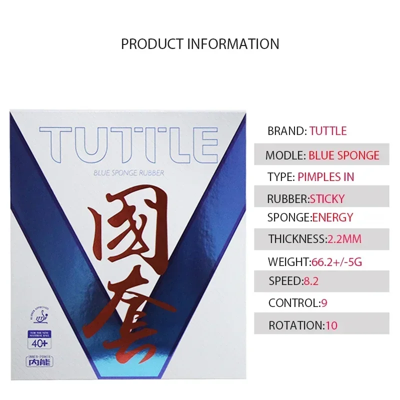 TUTTLE Blue Sponge Table Tennis Rubber Sheet Pimples-in Fast Attack  High Density Ping Pong Racket Rubber Sponge ITTF