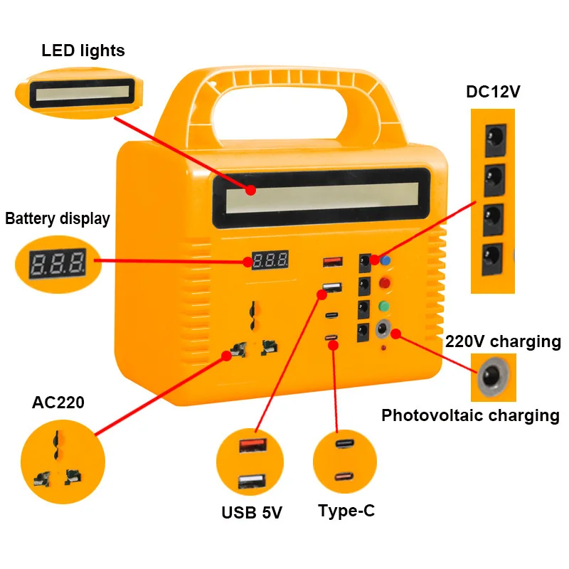 Factory Direct Compatible with Mobile Power 220V Portable Self-driving Emergency Lighting Solar Charging