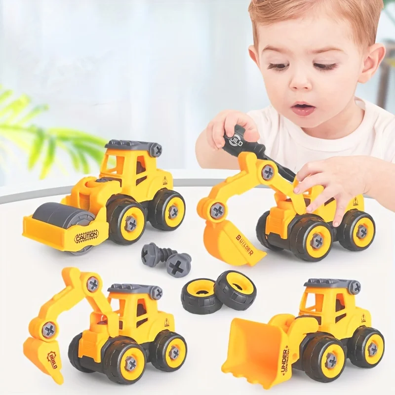 DIY Assembly Disassembly Excavator Toy 1Pc,Engineering Vehicle Model,Simulation Sliding Puzzle,STEM Christmas Gift for Boys Kids