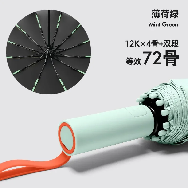 Windproof Strong Fully Automatic Folding Men Umbrella, Large Reinforced 72 Bone,Sun UV Protection Rain Umbrellas Women Parasol