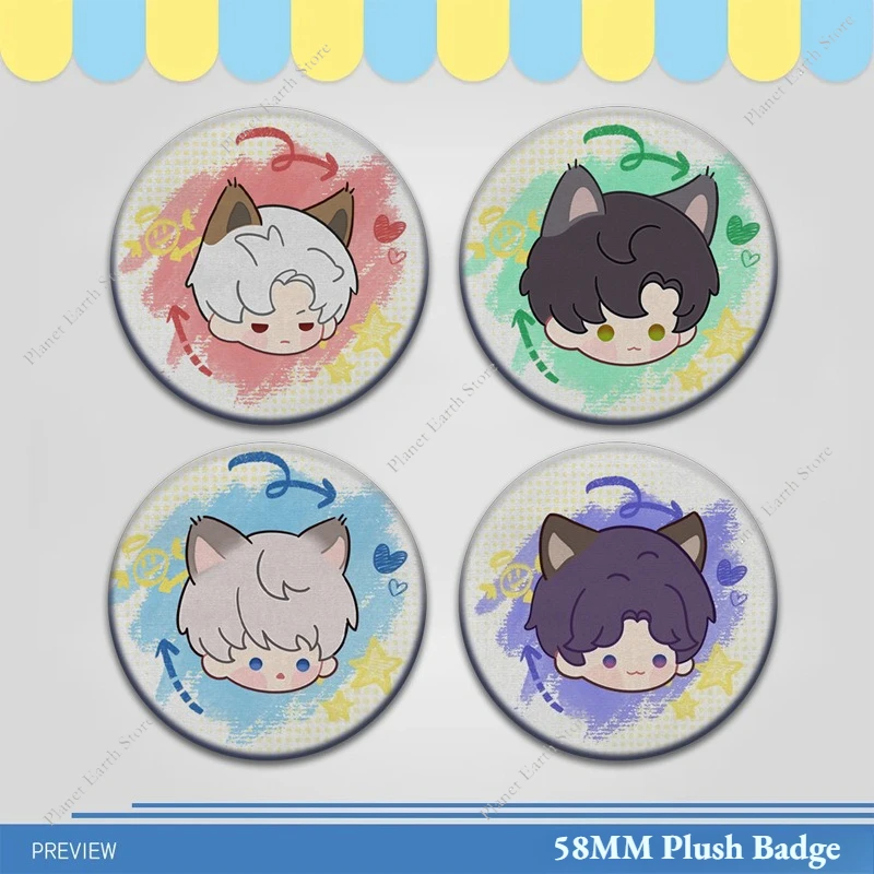 Chaud 58MM jeu amour et espace profond Sylus Rafayel Zayne Xavier Caleb Anime Badge emblème broche dessin animé sac à dos breloques Fans cadeaux