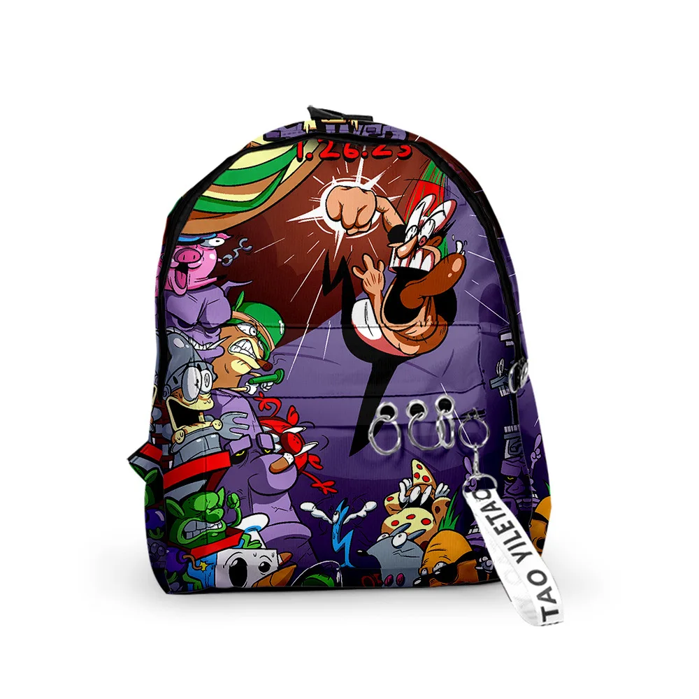 Classic Popular Pizza Tower Pepperman Backpacks Boys/Girls School Bags 3D Print Keychains Oxford Waterproof Cute Small Backpacks