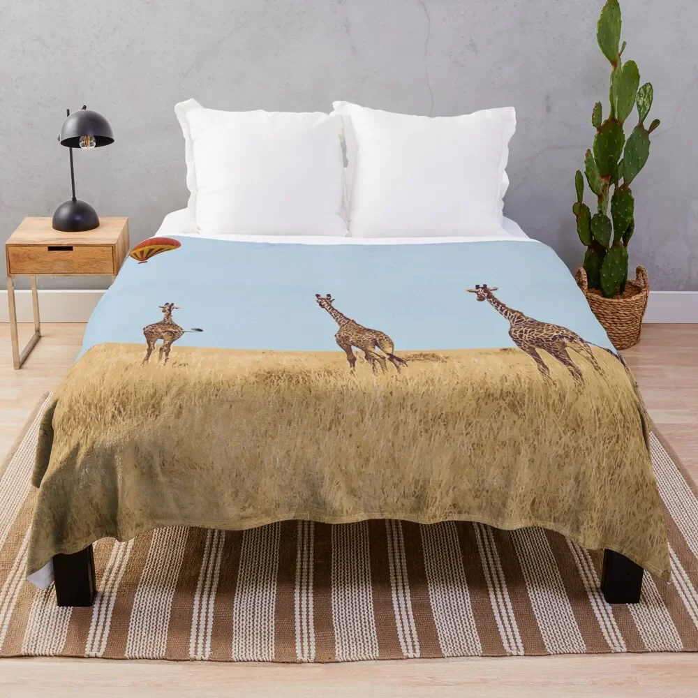 Maasai Mara National Park, Kenya Illustration Artwork Throw Blanket Tourist Weighted Blankets