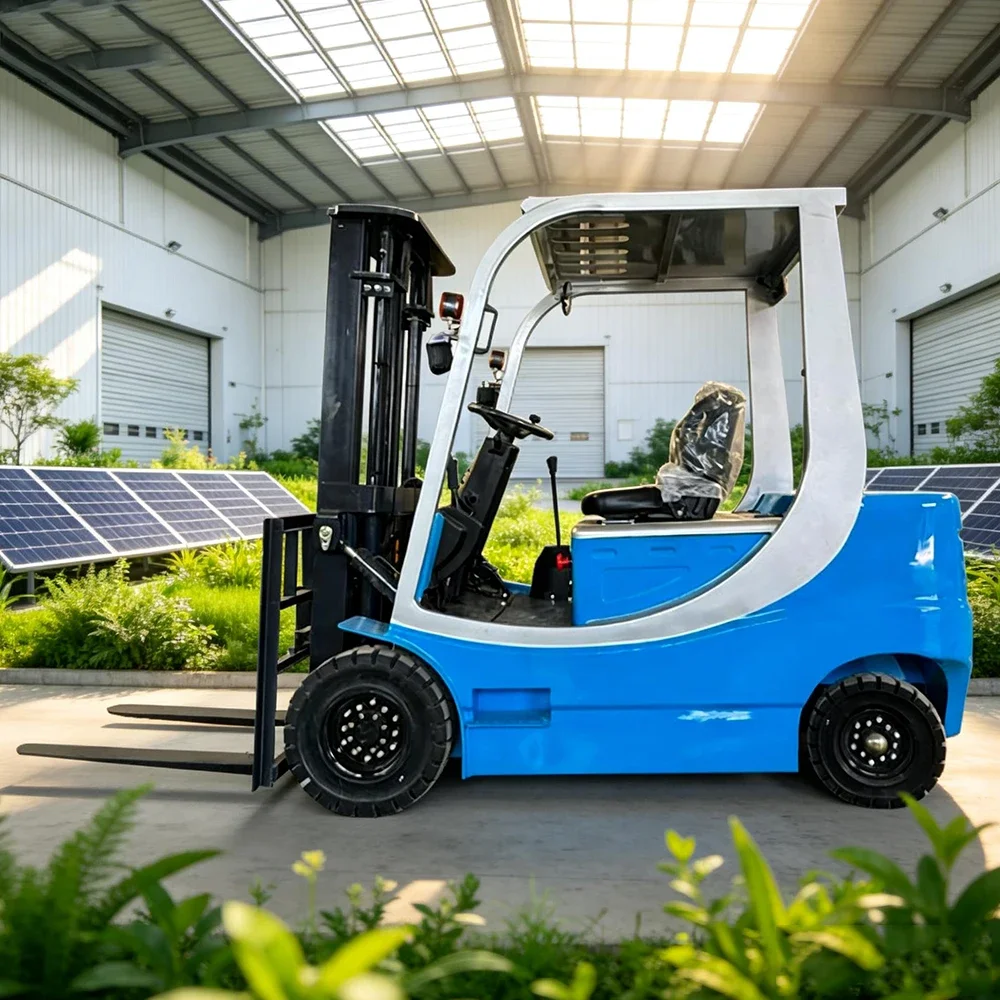 Four Wheel Mini 2 Ton Electric Forklift Pallet Battery Power Forklift High Lifting Tools