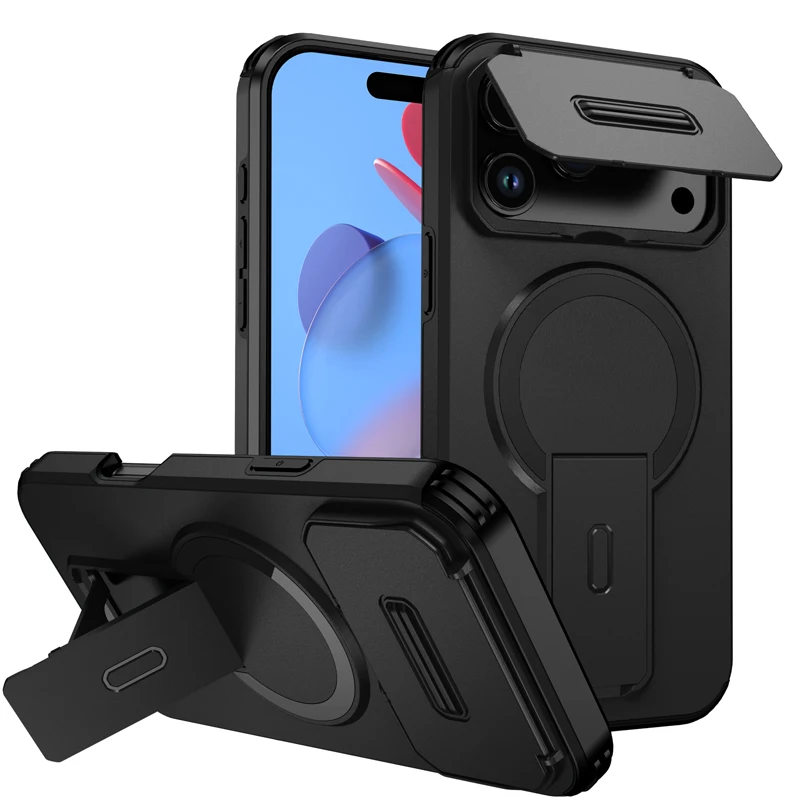 Robuste Rüstung mit magnetischem Ständer für iPhone 17 17Pro 16 15 Pro Max für Magsafe Wireless Charging Business Robuste Telefonabdeckung