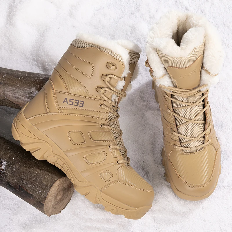 Botas de nieve impermeables para Hombre y mujer, zapatos de senderismo antideslizantes, cálidos, de felpa, informales, para invierno, novedad