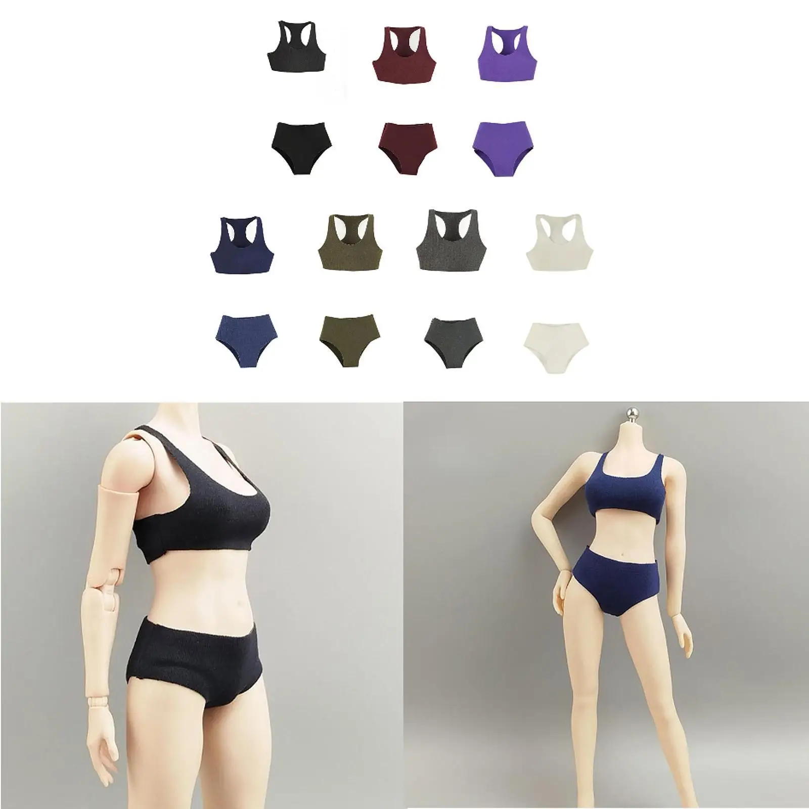1/6 Scale Female Clothes Collectible Sports Vest and Shorts Casual Women Action Figure Clothes Top and Bottom Underwear Bikini