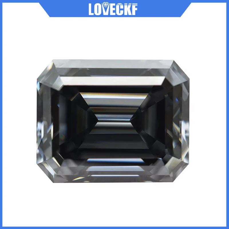 

Gray Colored Emerald Cut Moissanite Stone GRA Certified Moissanita Diamond Gemstone Pass Diamond Tester with Certificate