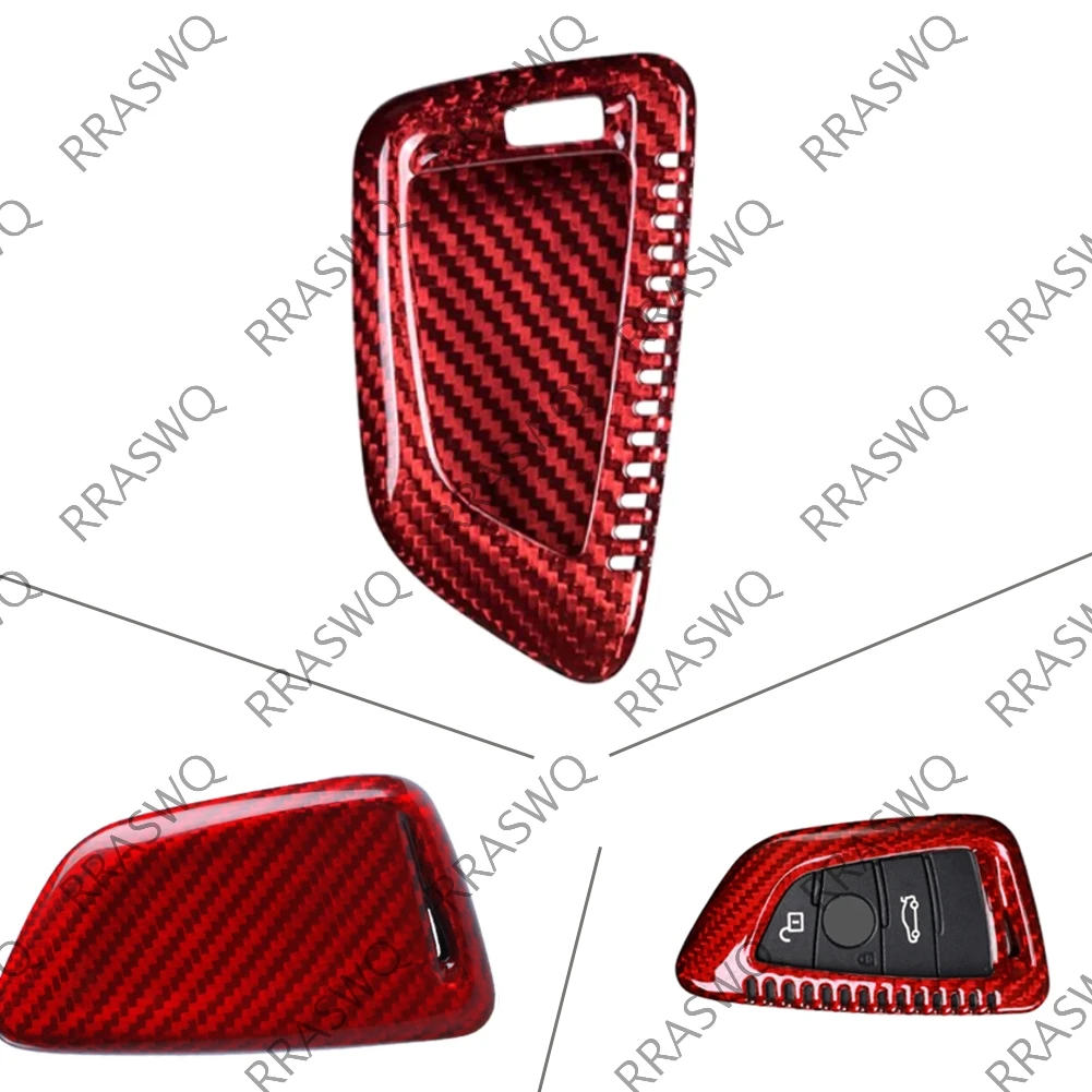 Красный чехол для ключа автомобиля из карбона для BMW X1 F48, X5 F15, X6 F165, F45, G11, G12, G30, X-Series