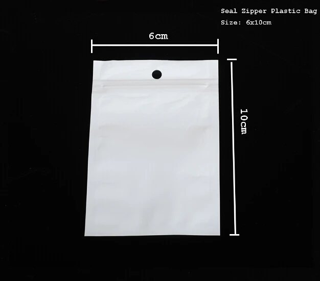 200pcs/lot Size 6x10CM White Transparent Self Seal Zipper Plastic Retail Packaging Bag Ziplock Zip Lock Package Bag W/ Hang Hole