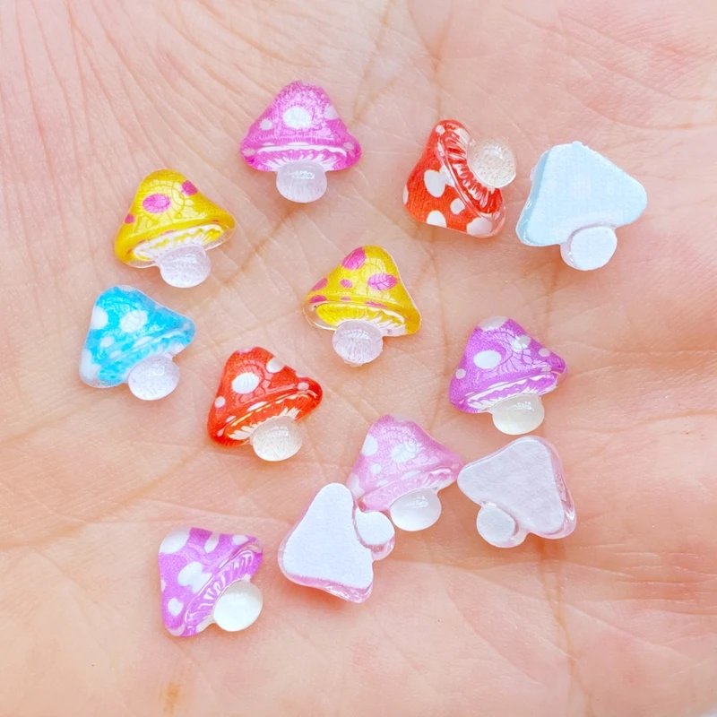 50pcs 3D Resin Nail Charms Shiny Mushroom Nail Parts Accessories Kawaii DIY Nail Art Decoration