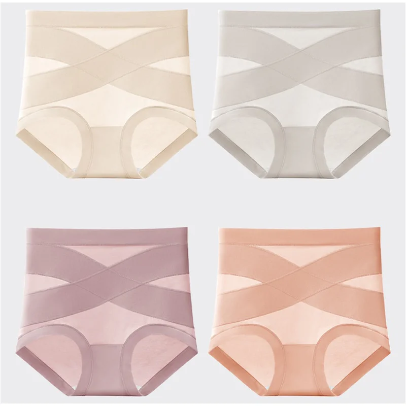 Sculpt Brief High-waisted Cross Compression Shaping Panties Postpartum Breathable Full Coverage Body Shaper Briefs for Women
