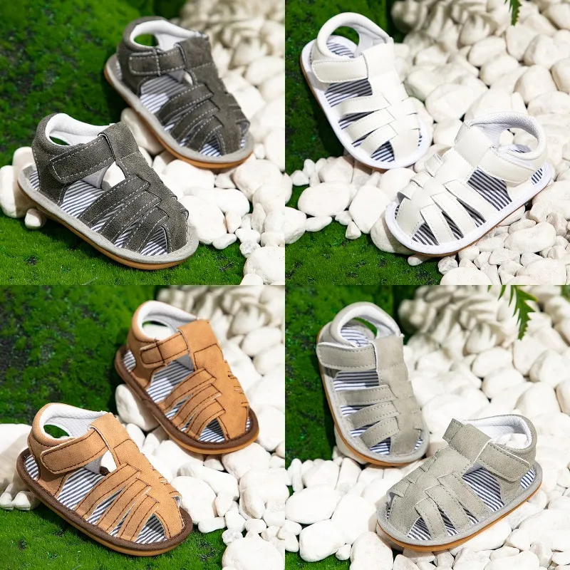 

Boys and Girls Anti slip Soft Sole Closed Toe Sandals Baby Flat Shoes Preschool First Step Walking Shoes Learning Walking Shoes