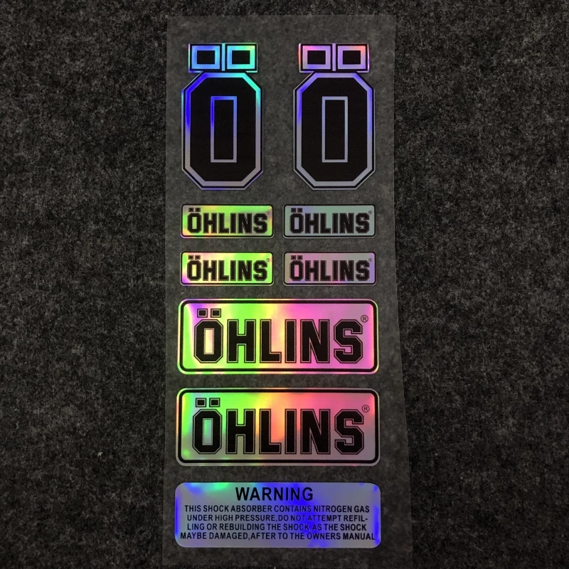Motorcycle shock absorber sun protection and waterproof decorative stickers, shock absorber Ohlins reflective sticker logo view 3