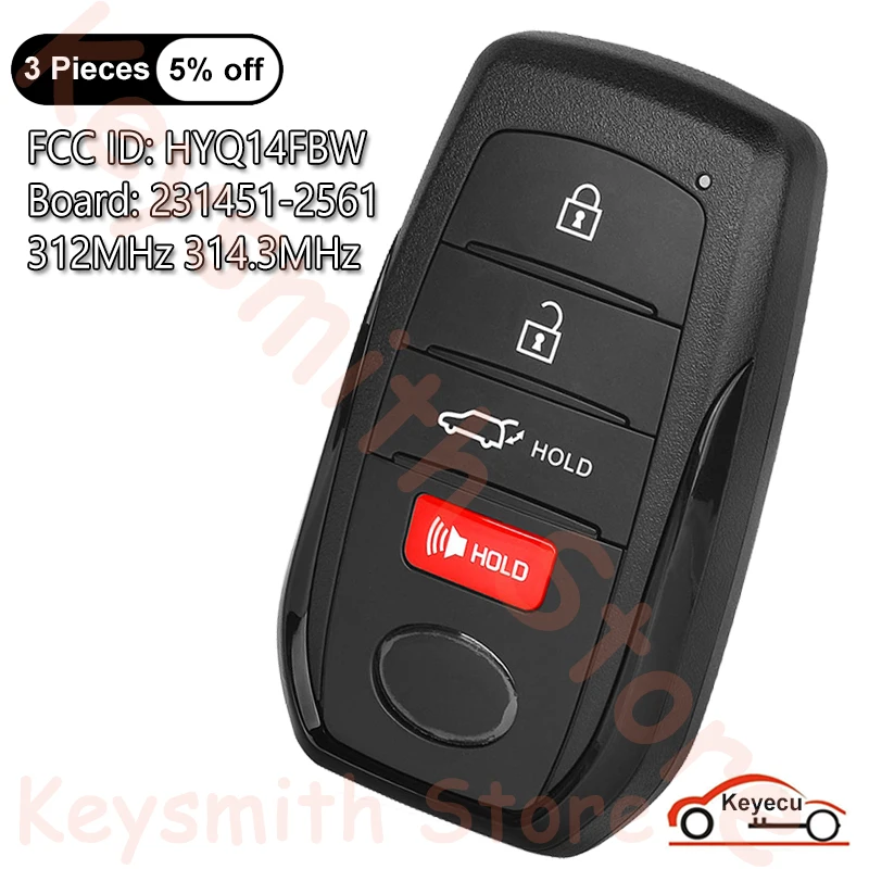 

KEYECU 4 кнопки 312 МГц 314,3 МГц для Toyota Corolla Cross 2022 2023 2024 Auto OEM Board дистанционный смарт ключ-брелок 8990H-0A020 HYQ14FBW