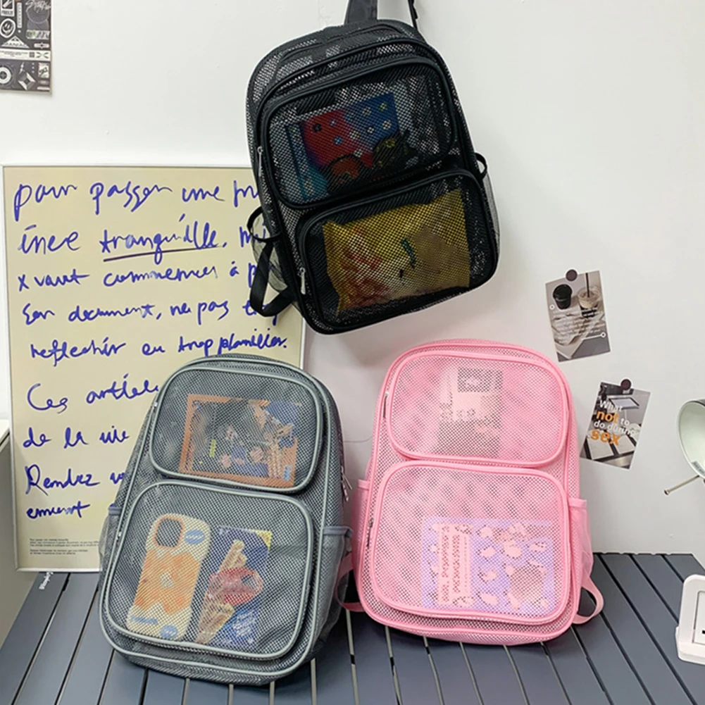 

Большой сетчатый рюкзак Прозрачный сетчатый рюкзак Дышащая сетчатая сумка для книг с удобными ремнями Прочный для пляжного фитнеса