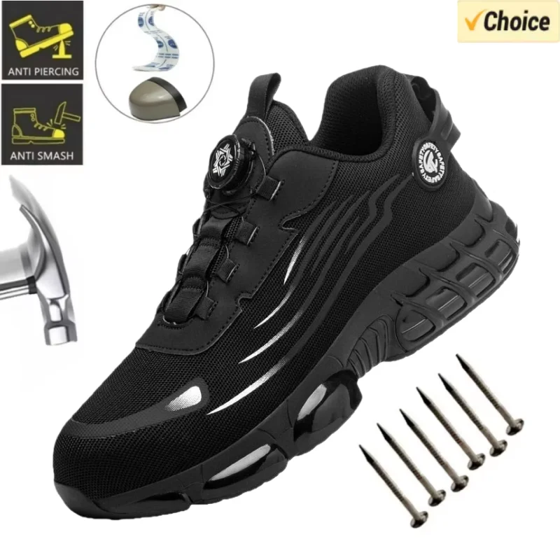 

Защитная обувь с вращающейся кнопкой, мужская рабочая обувь с защитой от ударов и проколов, модная мужская защитная спортивная обувь, защитные ботинки мужские