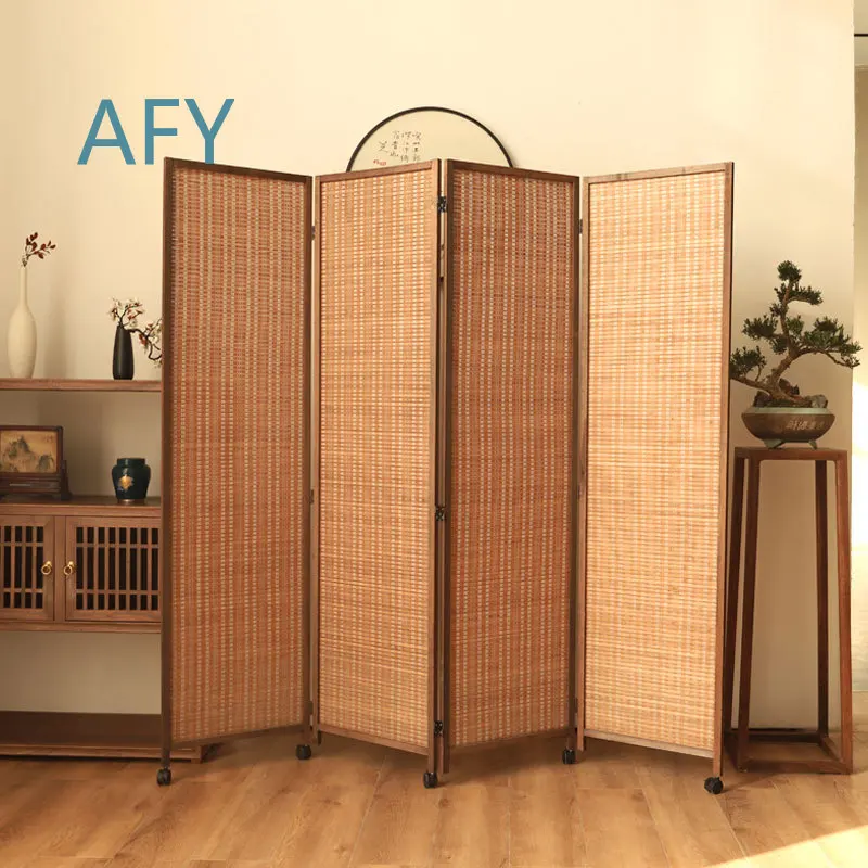Sliding Screen Partition for Living Room Bedroom Office Space Divider for Japanese Retro Style Removable Folding Curtain with